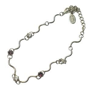 Cool Jewels Silver Tone Wavy Link Rhinestone Bracelet Purple Clear 6.5”